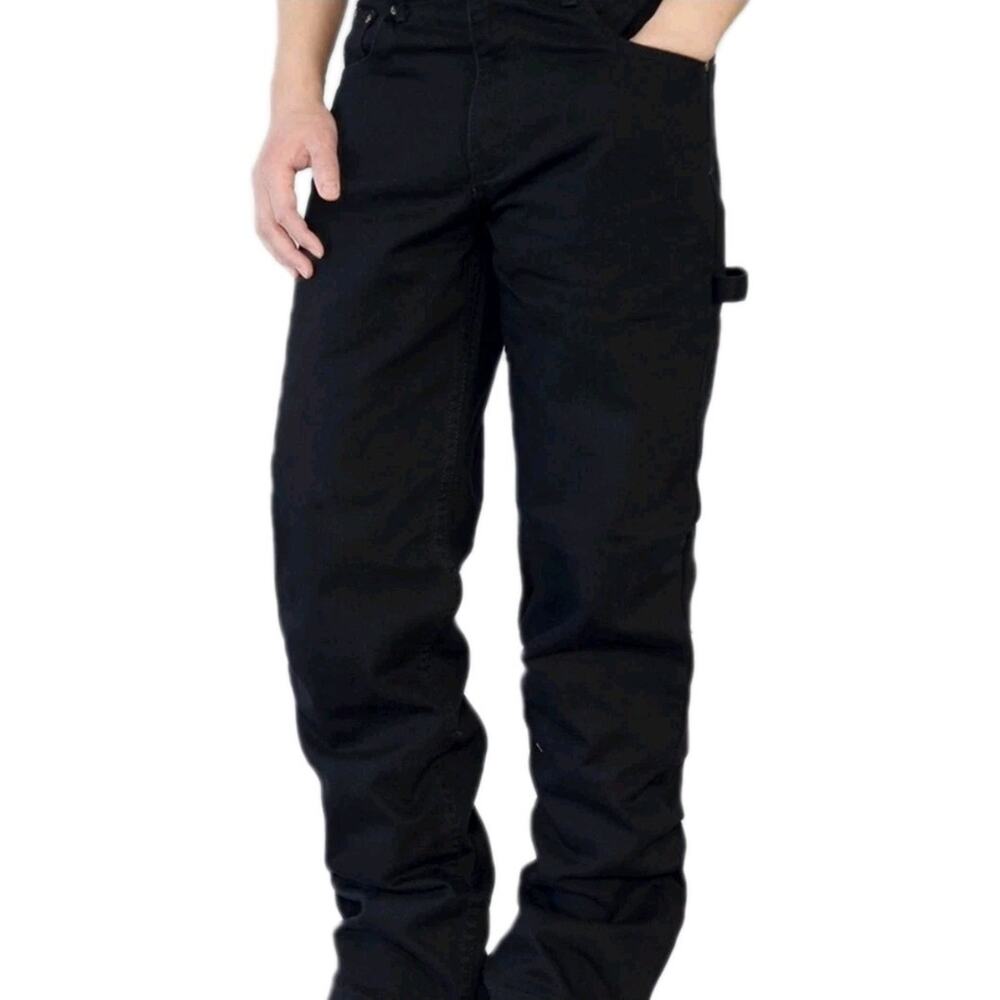 Oscar Jeans Men's Carpenter Work Pants 40W X 32L Black Straight Thick Cotton